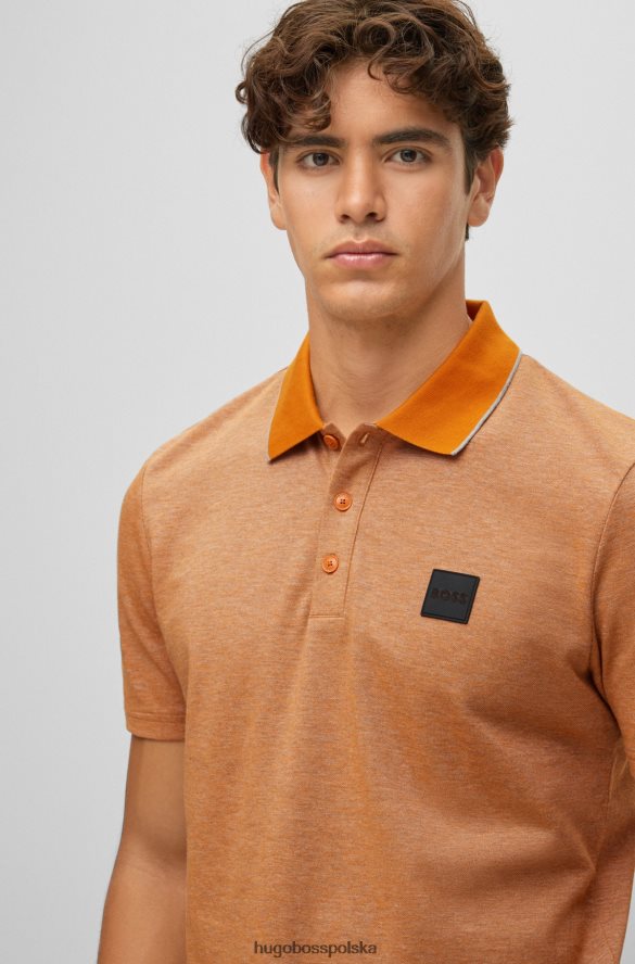 Hugo Boss jasnopomarańczowa koszulka polo Hugo z bawełny oxford z naszywką z logo jasnopomarańczowy R0X0H62466
