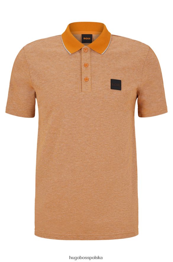 Hugo Boss jasnopomarańczowa koszulka polo Hugo z bawełny oxford z naszywką z logo jasnopomarańczowy R0X0H62466