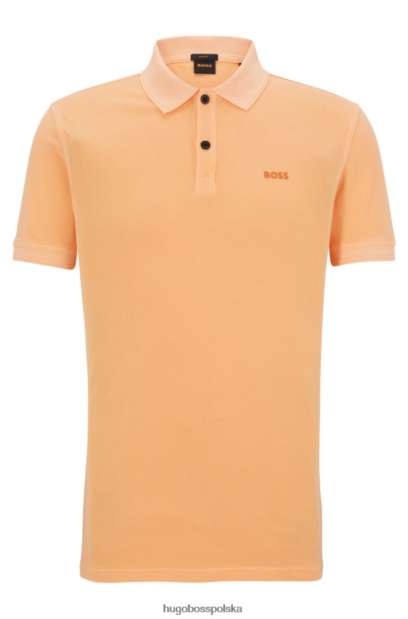 Hugo Boss jasnopomarańczowa koszulka polo o dopasowanym kroju z bawełnianej piqu¨¦ hugo jasnopomarańczowy R0X0H61699