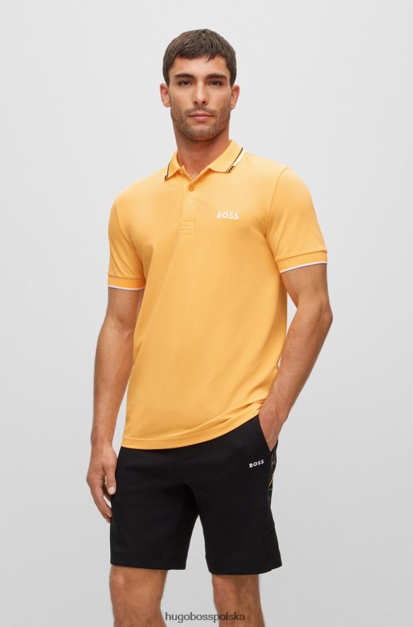 Hugo Boss jasnopomarańczowa koszulka polo z mieszanki bawełny z kontrastowymi detalami hugo jasnopomarańczowy R0X0H61094