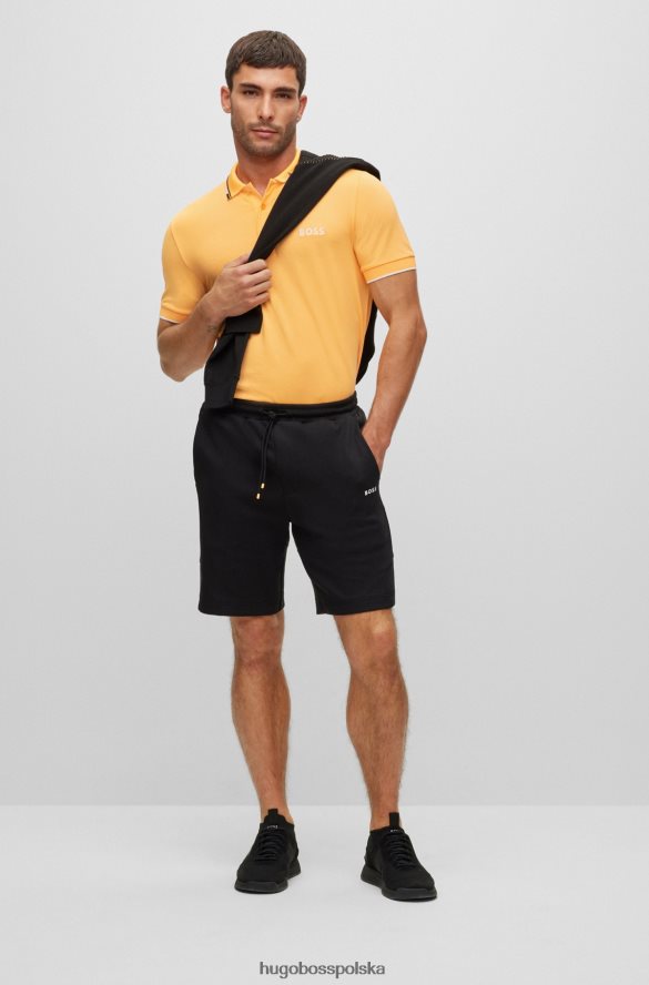 Hugo Boss jasnopomarańczowa koszulka polo z mieszanki bawełny z kontrastowymi detalami hugo jasnopomarańczowy R0X0H61094