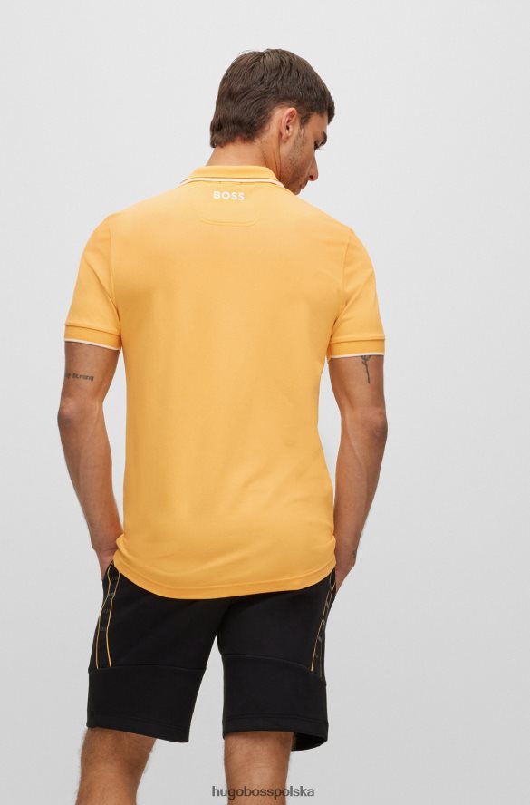 Hugo Boss jasnopomarańczowa koszulka polo z mieszanki bawełny z kontrastowymi detalami hugo jasnopomarańczowy R0X0H61094
