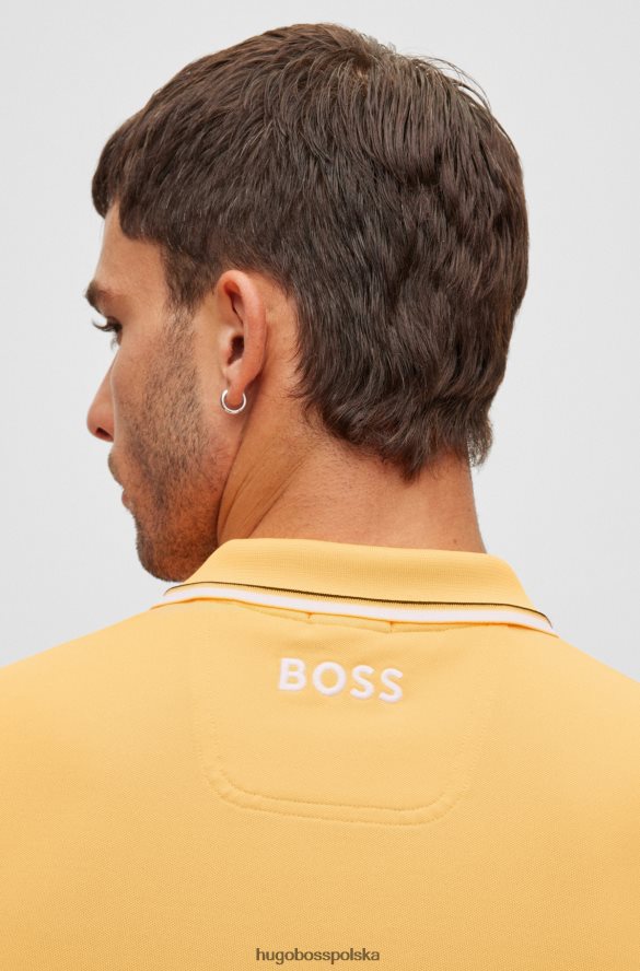 Hugo Boss jasnopomarańczowa koszulka polo z mieszanki bawełny z kontrastowymi detalami hugo jasnopomarańczowy R0X0H61094
