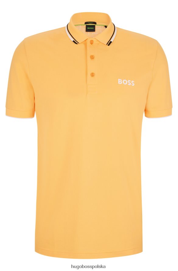 Hugo Boss jasnopomarańczowa koszulka polo z mieszanki bawełny z kontrastowymi detalami hugo jasnopomarańczowy R0X0H61094