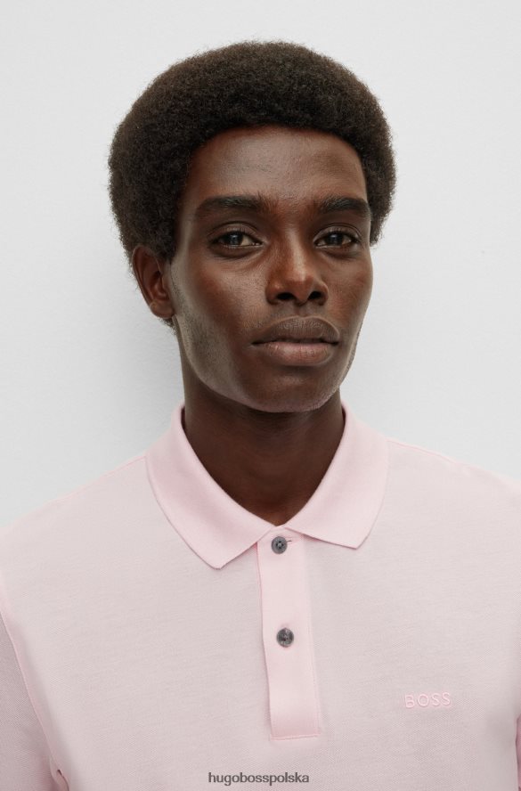 Hugo Boss jasnoróżowa koszulka polo Hugo z bawełny organicznej z haftowanym logo jasnoróżowy R0X0H61180