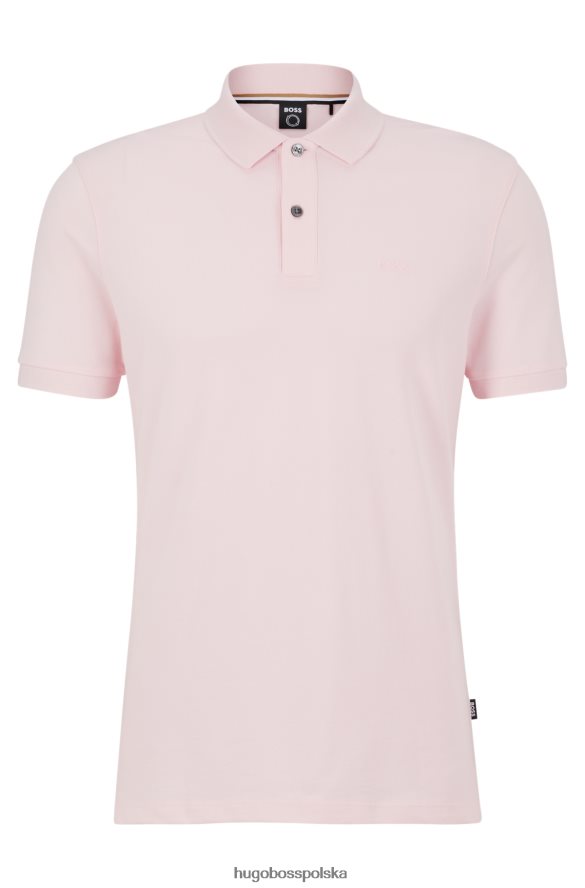 Hugo Boss jasnoróżowa koszulka polo Hugo z bawełny organicznej z haftowanym logo jasnoróżowy R0X0H61180