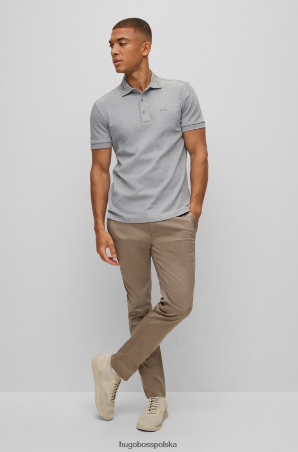 Hugo Boss jasnoszara, bawełniana koszulka polo hugo z grafiką w kratkę jasnoszary R0X0H61543