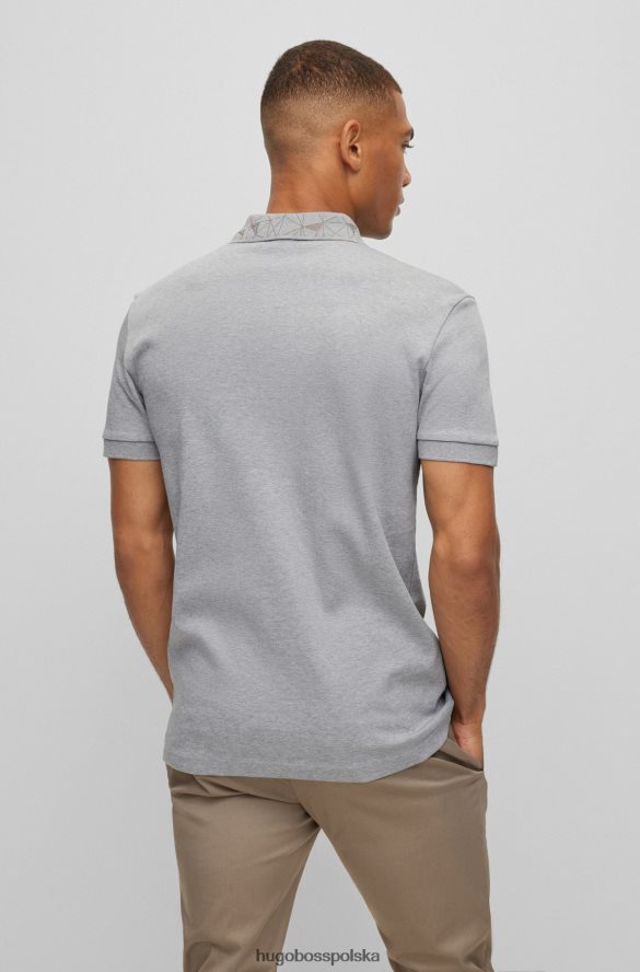 Hugo Boss jasnoszara, bawełniana koszulka polo hugo z grafiką w kratkę jasnoszary R0X0H61543