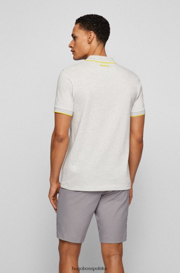 Hugo Boss jasnoszara koszulka polo hugo z mieszanki bawełny z kontrastowymi detalami jasnoszary R0X0H61102