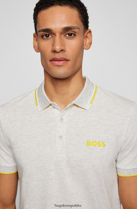 Hugo Boss jasnoszara koszulka polo hugo z mieszanki bawełny z kontrastowymi detalami jasnoszary R0X0H61102
