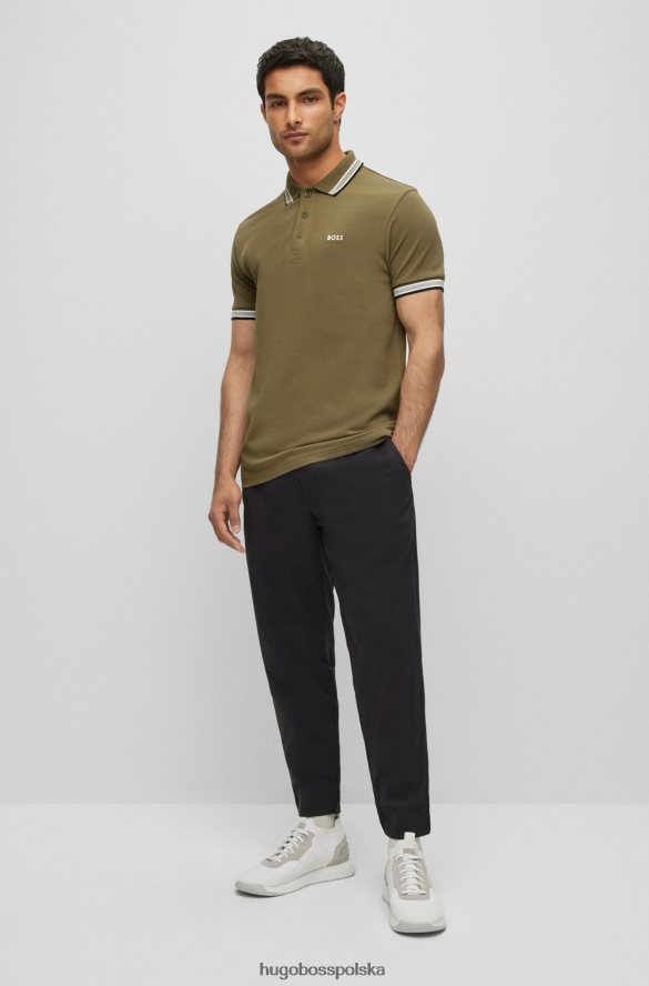 Hugo Boss jasnozielona koszulka polo hugo z organicznej bawełny z kontrastowymi detalami z logo jasnozielony R0X0H62487