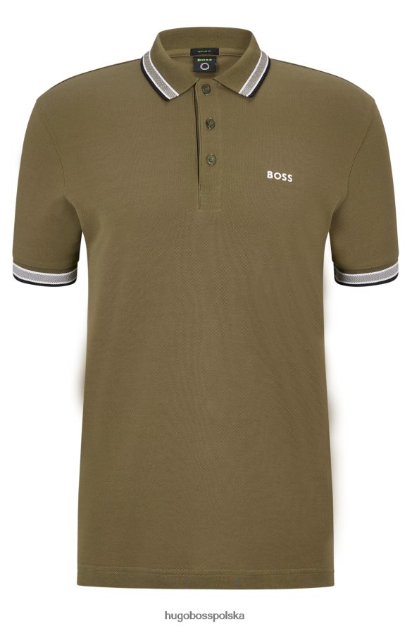 Hugo Boss jasnozielona koszulka polo hugo z organicznej bawełny z kontrastowymi detalami z logo jasnozielony R0X0H62487