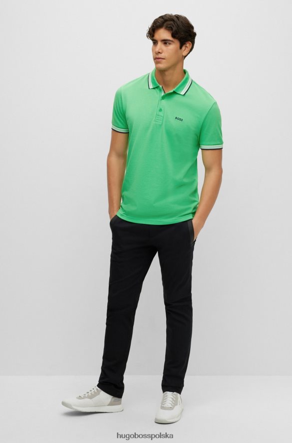 Hugo Boss jasnozielona koszulka polo hugo z organicznej bawełny z zakrzywionym logo jasnozielony R0X0H61208