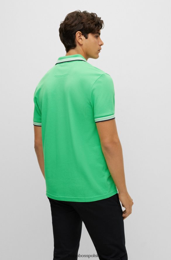 Hugo Boss jasnozielona koszulka polo hugo z organicznej bawełny z zakrzywionym logo jasnozielony R0X0H61208