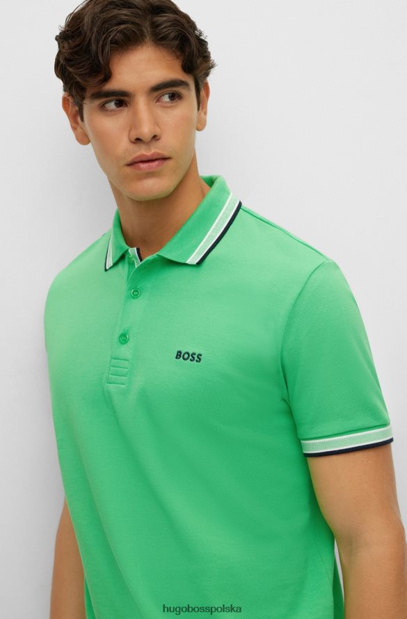 Hugo Boss jasnozielona koszulka polo hugo z organicznej bawełny z zakrzywionym logo jasnozielony R0X0H61208