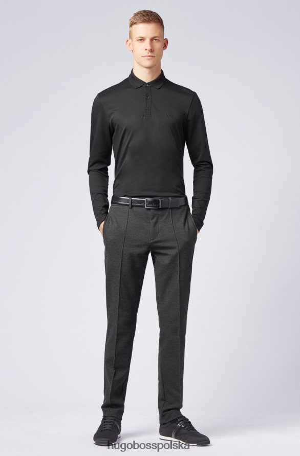 Hugo Boss koszulka polo l/s pirol 50392723 czarna czarny/szary/granatowy R0X0H6451