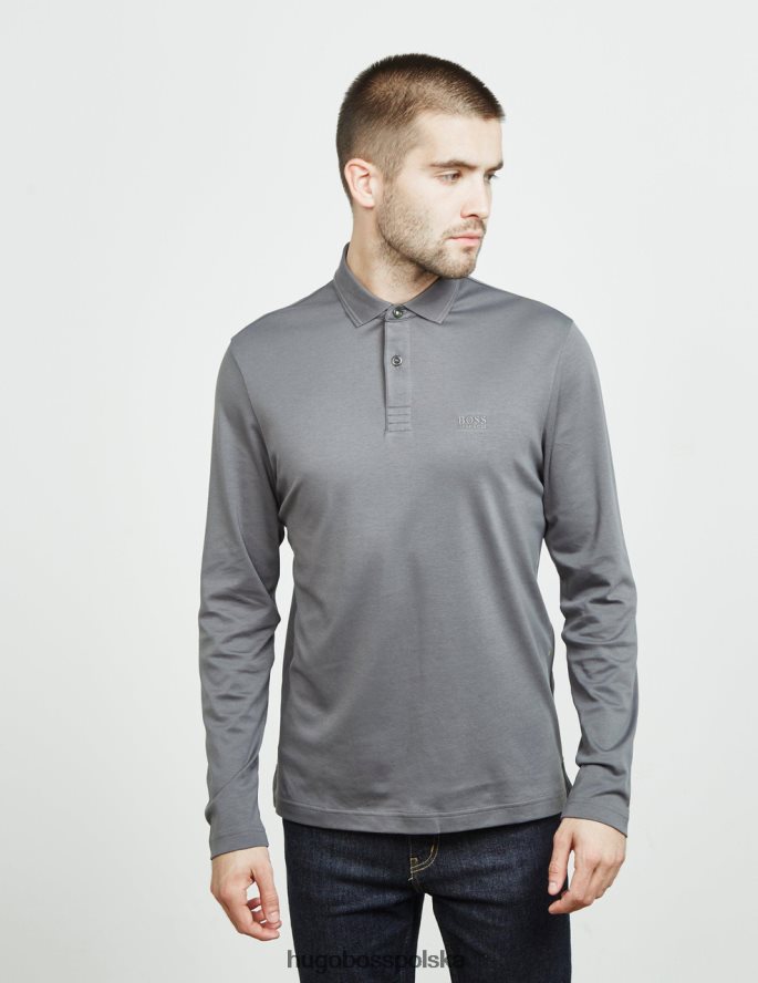 Hugo Boss koszulka polo l/s pirol 50392723 czarna czarny/szary/granatowy R0X0H6451