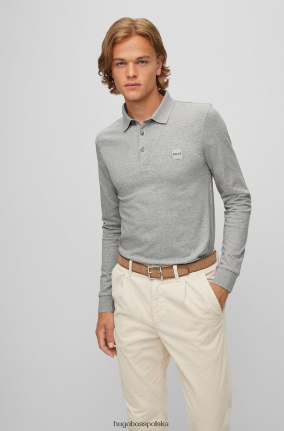 Hugo Boss koszulka polo o dopasowanym kroju z długimi rękawami i naszywką z logo w kolorze jasnoszarym hugo jasnoszary R0X0H61963