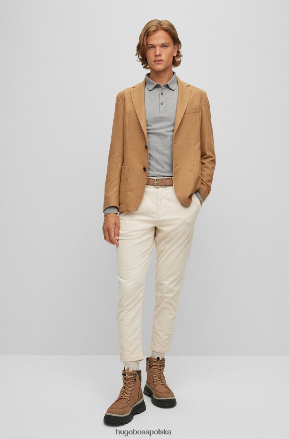 Hugo Boss koszulka polo o dopasowanym kroju z długimi rękawami i naszywką z logo w kolorze jasnoszarym hugo jasnoszary R0X0H61963