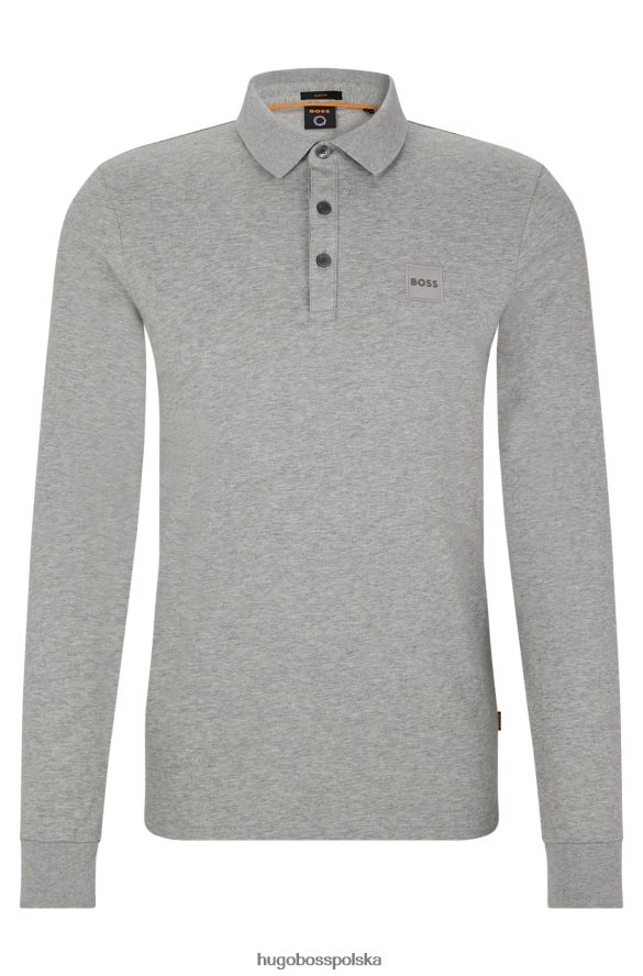 Hugo Boss koszulka polo o dopasowanym kroju z długimi rękawami i naszywką z logo w kolorze jasnoszarym hugo jasnoszary R0X0H61963