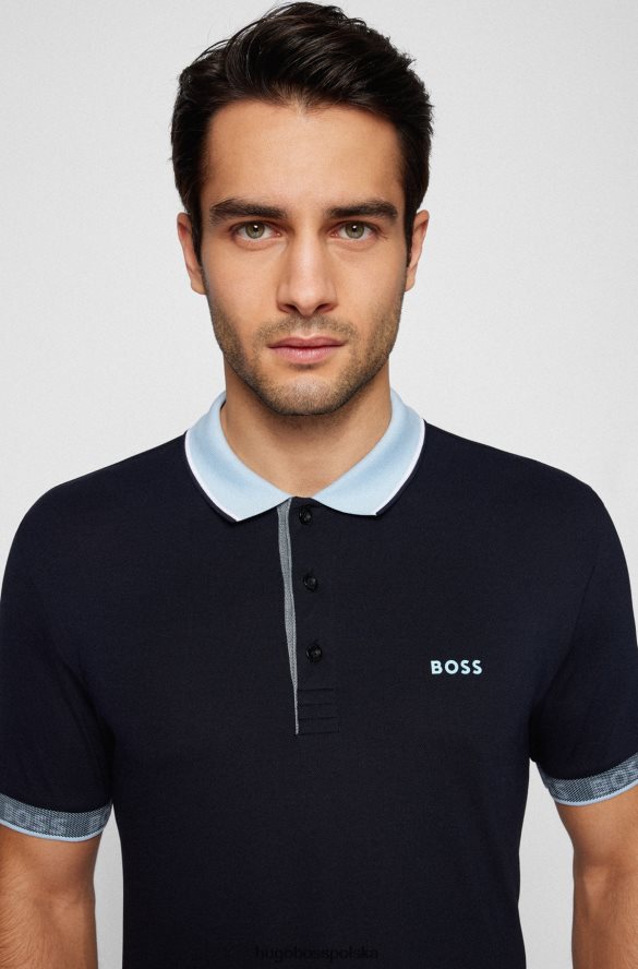 Hugo Boss koszulka polo o dopasowanym kroju z detalami z logo w kolorze ciemnoniebieskim hugo ciemny niebieski R0X0H61770