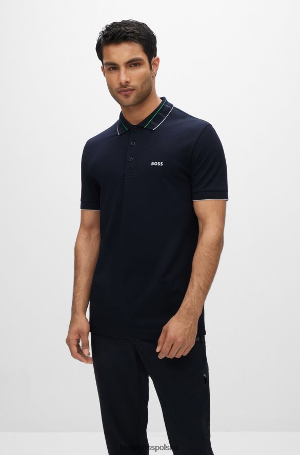 Hugo Boss koszulka polo o dopasowanym kroju z kołnierzykiem z nadrukiem logo, ciemnoniebieska hugo ciemny niebieski R0X0H62086