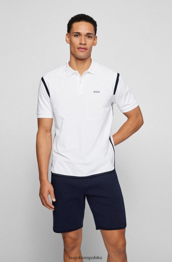 Hugo Boss koszulka polo o swobodnym kroju z kontrastowymi wiązaniami, hugo w kolorze białym biały R0X0H63213