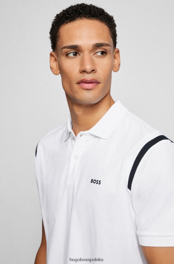 Hugo Boss koszulka polo o swobodnym kroju z kontrastowymi wiązaniami, hugo w kolorze białym biały R0X0H63213