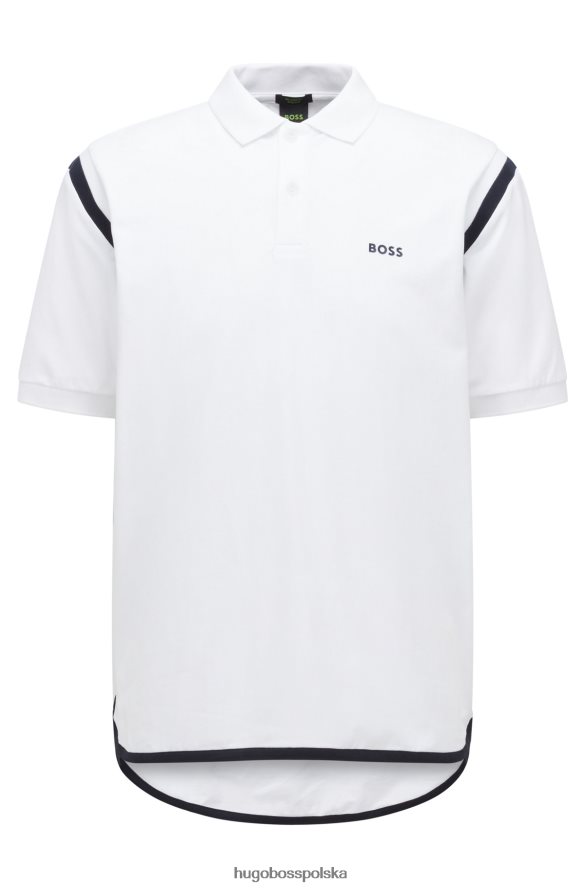 Hugo Boss koszulka polo o swobodnym kroju z kontrastowymi wiązaniami, hugo w kolorze białym biały R0X0H63213