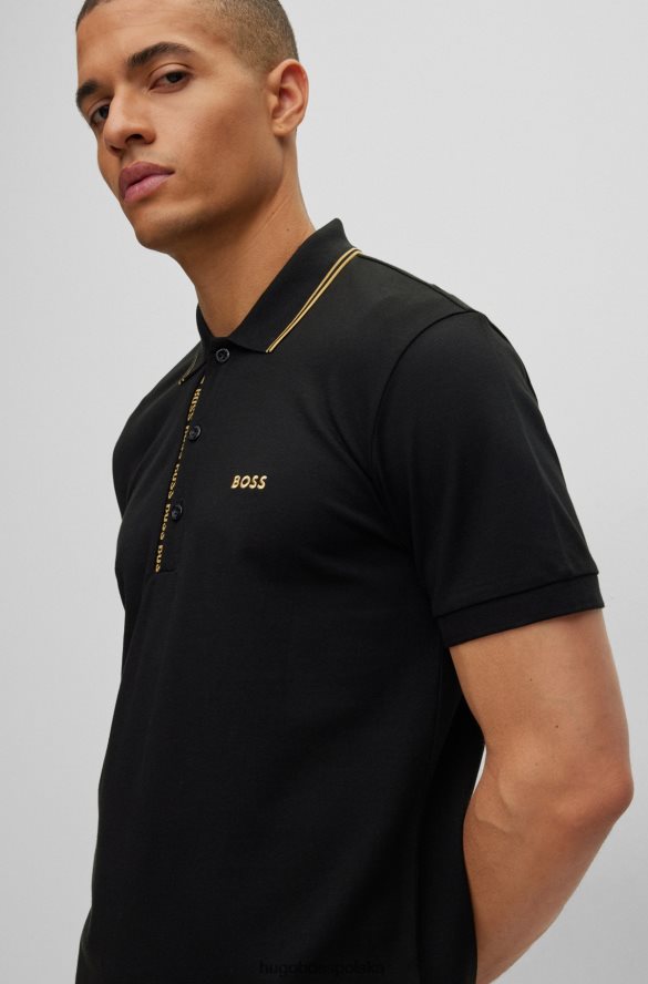 Hugo Boss koszulka polo slim-fit z markową listwą hugo w kolorze czarnym czarny R0X0H61051