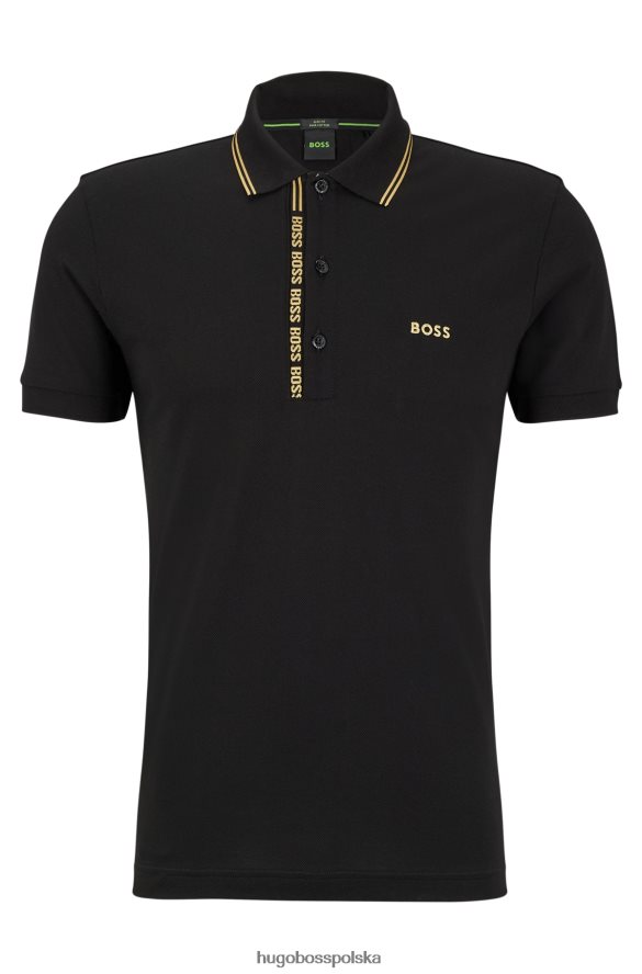 Hugo Boss koszulka polo slim-fit z markową listwą hugo w kolorze czarnym czarny R0X0H61051