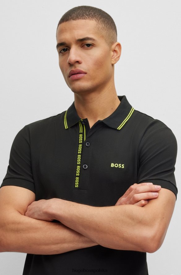 Hugo Boss koszulka polo slim-fit z markową plisą w kolorze czarnym hugo czarny R0X0H61057