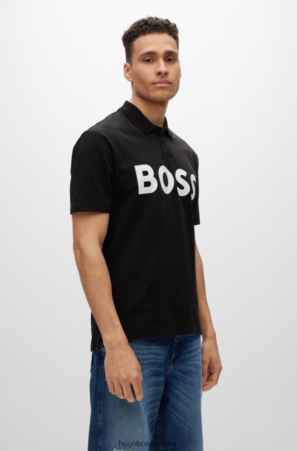 Hugo Boss koszulka polo z bawełnianego jerseyu z kontrastowym logo Hugo w kolorze czarnym czarny R0X0H61517