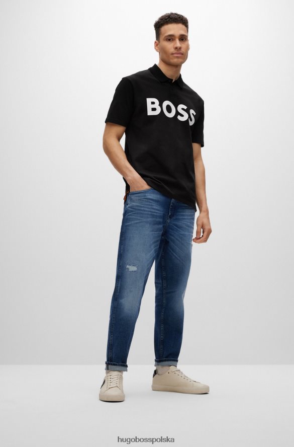 Hugo Boss koszulka polo z bawełnianego jerseyu z kontrastowym logo Hugo w kolorze czarnym czarny R0X0H61517