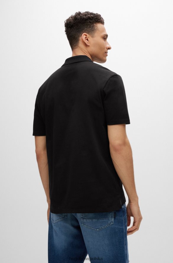 Hugo Boss koszulka polo z bawełnianego jerseyu z kontrastowym logo Hugo w kolorze czarnym czarny R0X0H61517