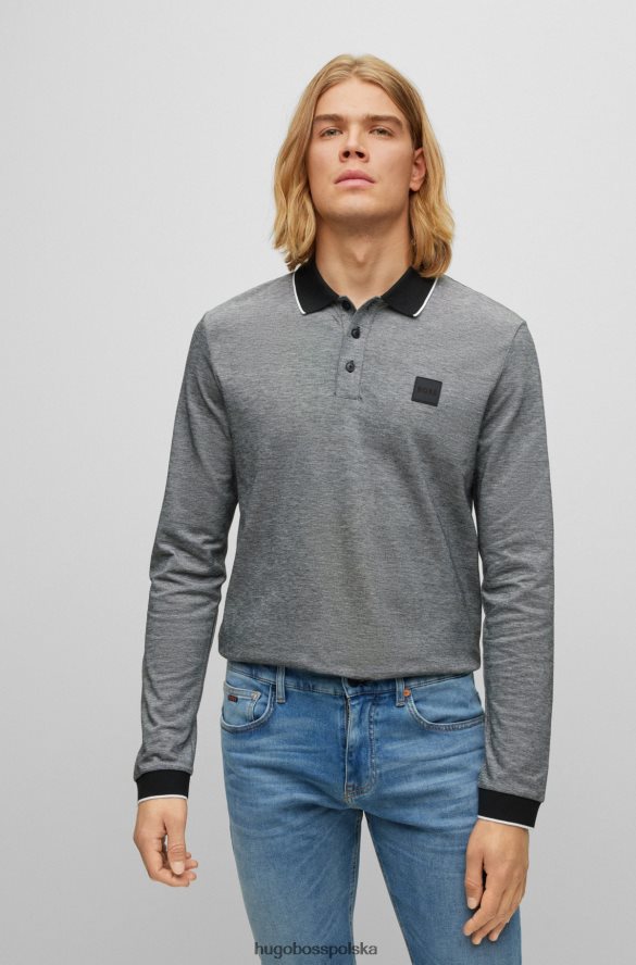 Hugo Boss koszulka polo z bawełny piqu¦ z logo w kolorze ciemnoszarym hugo ciemno szary R0X0H63142