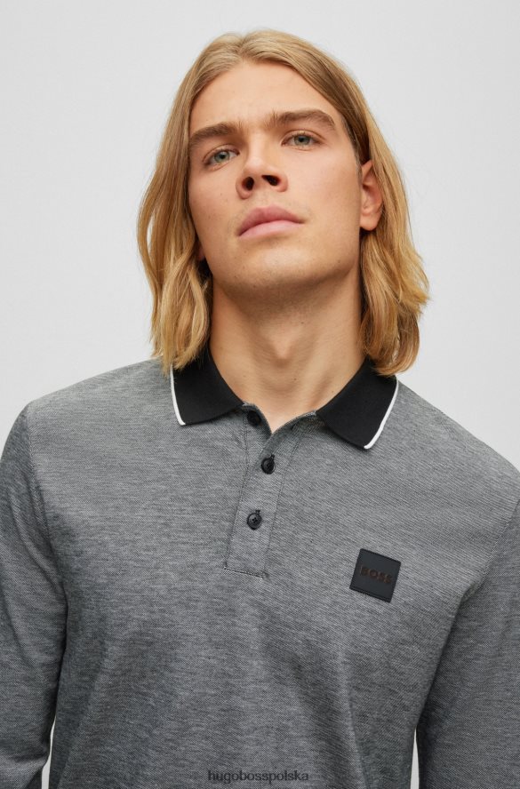 Hugo Boss koszulka polo z bawełny piqu¦ z logo w kolorze ciemnoszarym hugo ciemno szary R0X0H63142