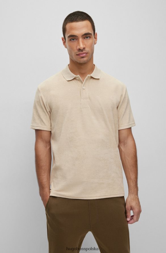 Hugo Boss koszulka polo z mieszanki bawełny z haftowanym logo w kolorze beżowym hugo beżowy R0X0H63643