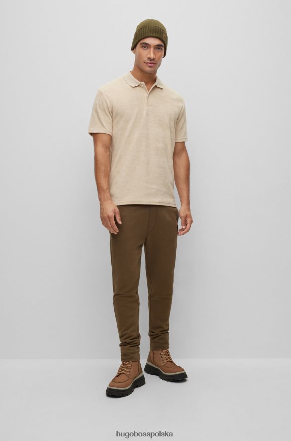 Hugo Boss koszulka polo z mieszanki bawełny z haftowanym logo w kolorze beżowym hugo beżowy R0X0H63643