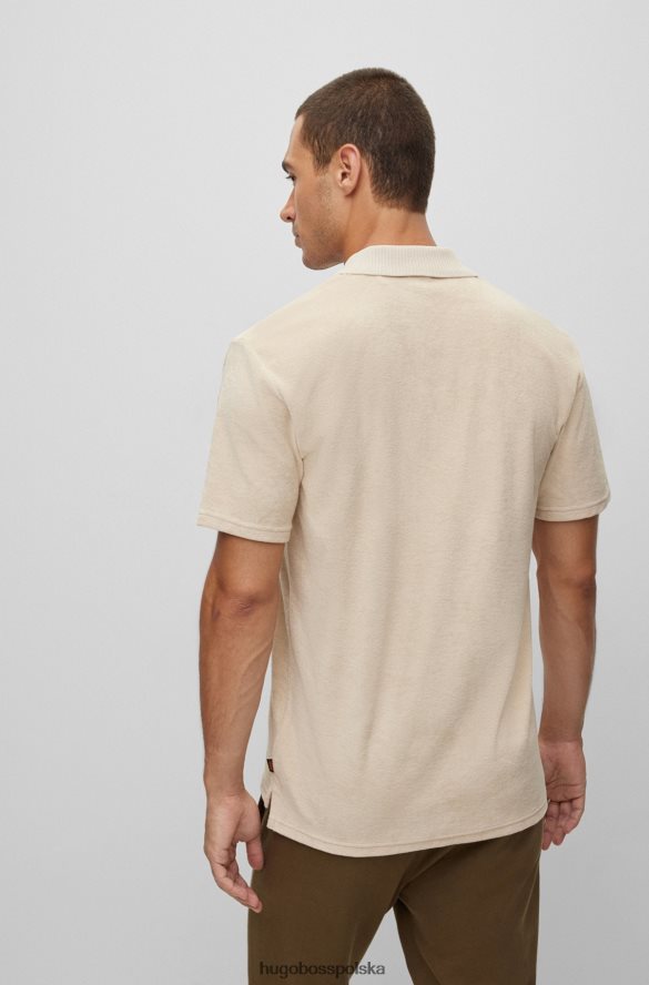Hugo Boss koszulka polo z mieszanki bawełny z haftowanym logo w kolorze beżowym hugo beżowy R0X0H63643