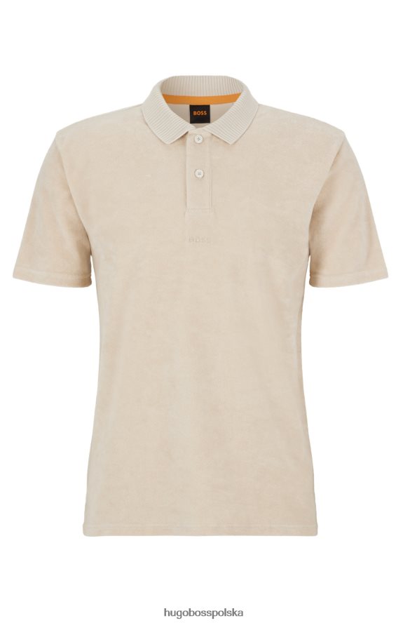 Hugo Boss koszulka polo z mieszanki bawełny z haftowanym logo w kolorze beżowym hugo beżowy R0X0H63643