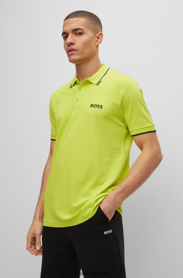 Hugo Boss koszulka polo z mieszanki bawełny z kontrastowymi detalami w kolorze jasnozielonym hugo jasnozielony R0X0H61099