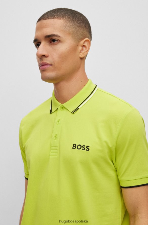 Hugo Boss koszulka polo z mieszanki bawełny z kontrastowymi detalami w kolorze jasnozielonym hugo jasnozielony R0X0H61099