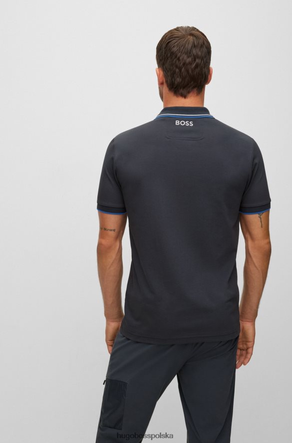 Hugo Boss koszulka polo z mieszanki bawełny z kontrastowymi logo, ciemnoniebieska hugo ciemny niebieski R0X0H63166