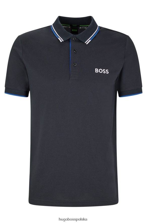 Hugo Boss koszulka polo z mieszanki bawełny z kontrastowymi logo, ciemnoniebieska hugo ciemny niebieski R0X0H63166