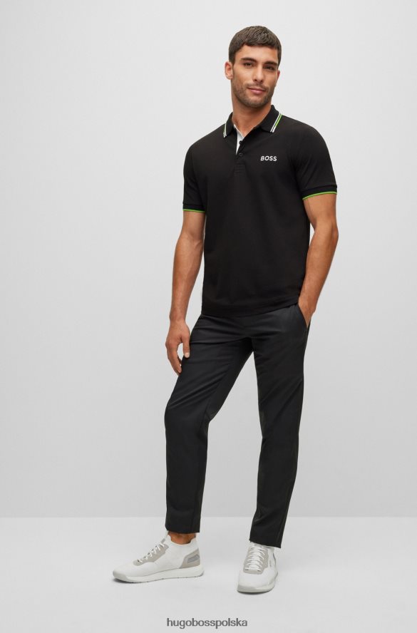 Hugo Boss koszulka polo z mieszanki bawełny z kontrastowymi logo hugo w kolorze czarnym czarny R0X0H63168