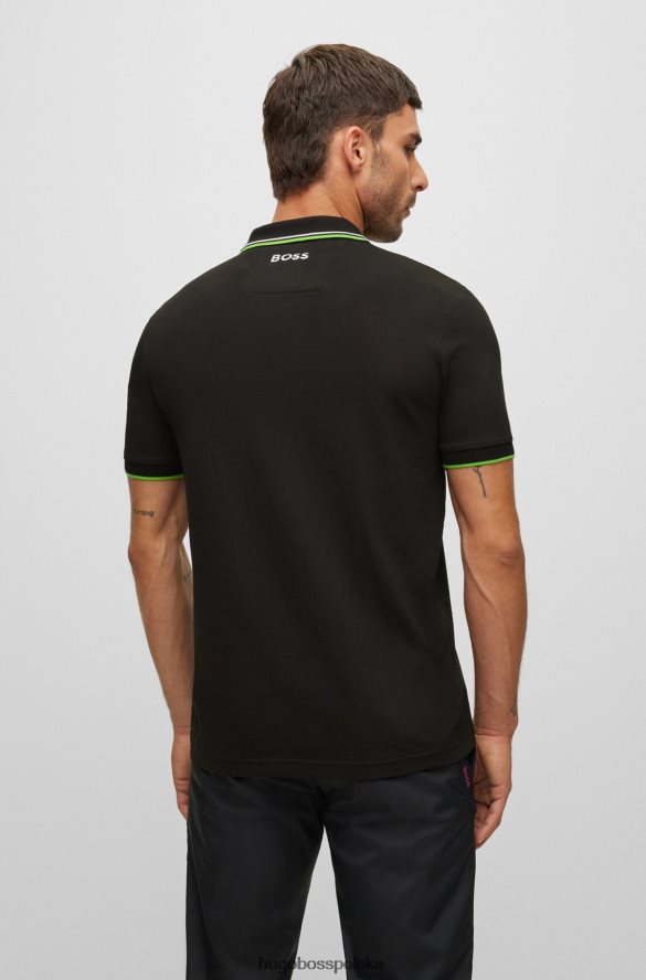 Hugo Boss koszulka polo z mieszanki bawełny z kontrastowymi logo hugo w kolorze czarnym czarny R0X0H63168
