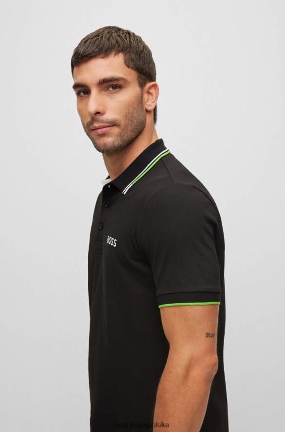 Hugo Boss koszulka polo z mieszanki bawełny z kontrastowymi logo hugo w kolorze czarnym czarny R0X0H63168