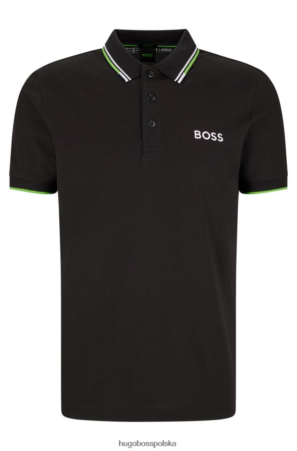 Hugo Boss koszulka polo z mieszanki bawełny z kontrastowymi logo hugo w kolorze czarnym czarny R0X0H63168