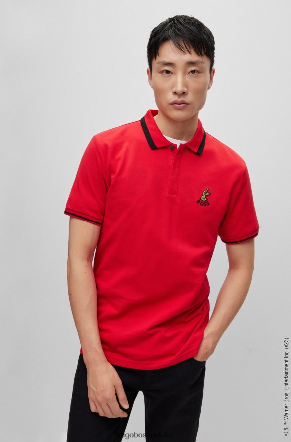 Hugo Boss looney tunes x koszulka polo z bawełnianej piki czerwony R0X0H64258